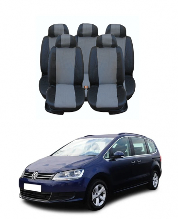 Volkswagen - Set huse Scaune piele si textil  Volkswagen Sharan 5 Locuri (2000 - 2010) scaune Individuale Spate