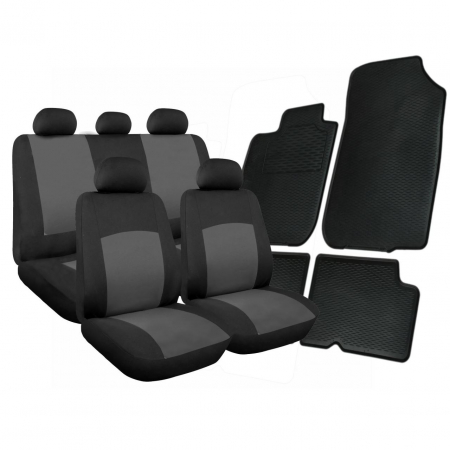 Set huse scaune si covorase cauciuc Dacia Logan (2004-2012) Negru+Gri [1]
