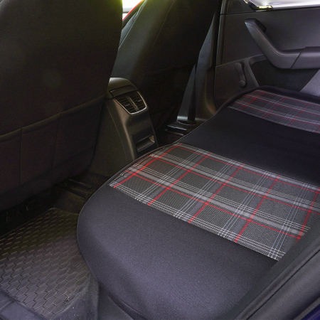 Set huse scaune textil si piele ecologica Opel Astra H Hatchback (2004-2014) Negru-Rosu [3]
