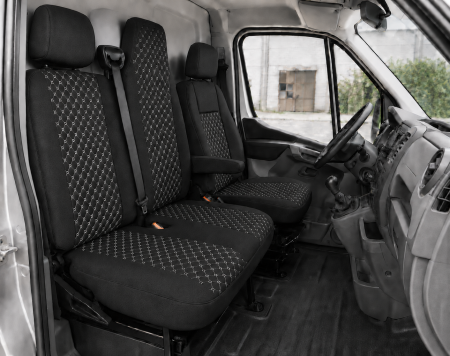 Accesorii pentru interior - Set Huse Textile dedicate Renault Master III 2010-2019 – Negru cu Cusatura Alba