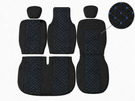 Set Huse Textile dedicate Renault Master III 2010-2019 – Negru cu Cusatura Albastra [2]
