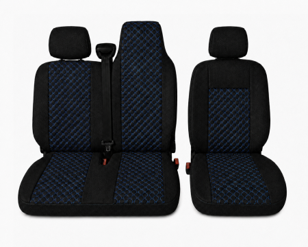 Set Huse Textile dedicate Renault Master III 2010-2019 – Negru cu Cusatura Albastra [1]