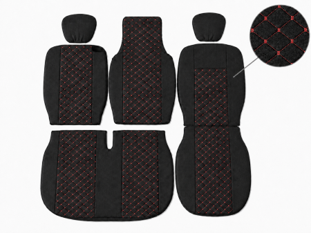 Set Huse Textile dedicate Renault Master III 2010-2019 – Negru cu Cusatura Rosie [2]