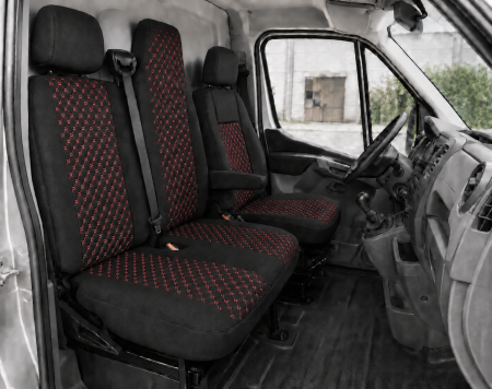 Set Huse Textile dedicate Renault Master III 2010-2019 – Negru cu Cusatura Rosie [1]