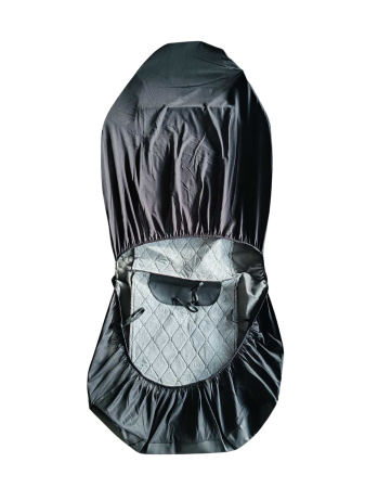 Set Huse universale  1+1 pentru scaunele din fata din piele ecologica cu tetiera integrata – Negru [3]