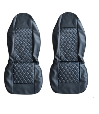 Set Huse universale  1+1 pentru scaunele din fata din piele ecologica cu tetiera integrata – Negru [2]