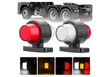 Accesorii Camioane - Set Lampai Laterale Gabarit LED cu efect neon pentru camion, remorca, TIR, van, rulota etc. 12–24V, rosu-alb-portocaliu