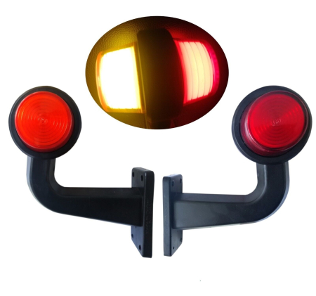 Lampi gabarit cu brat - Set lampi gabarit led camion, remorca, anvelopa, autobuz, furgoneta 12-24V, portocaliu rosu, 2 buc