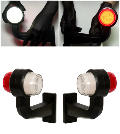 Lampi gabarit cu brat - Set Lampi Laterale Gabarit LED 12V-24V, rosu-alb cu efect neon 19,2cm - IP66/IP68
