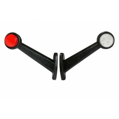Accesorii Camioane - Set Lampi Laterale LED 19cm, 12v - 24v, Rosu si Alb, Cauciuc, Pentru Remorca, Camion
