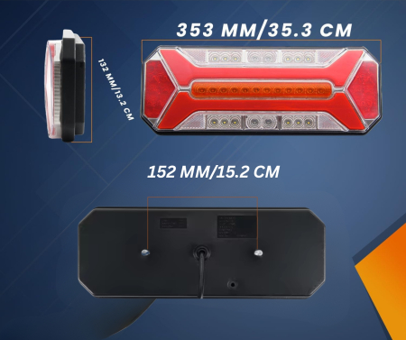 Set lampi LED spate 5 functii pentru camion, remorca, semnalizare dinamica, stop, marsarier, ceata, IP66, 12–24V [2]