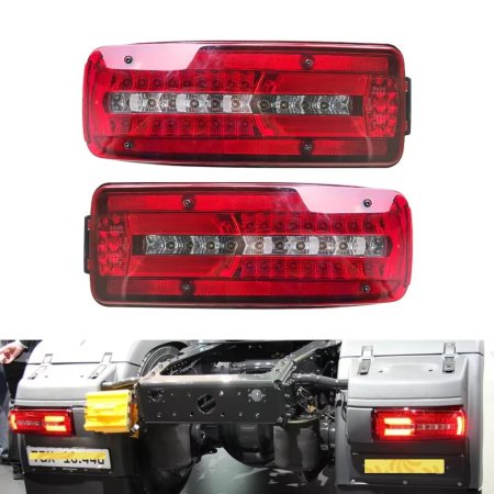 Lampi spate camion 24V - Set lampi LED stranga + dreapta Man TGX/TGS/TGL/TGM 24V cu 8 functii E-Mark