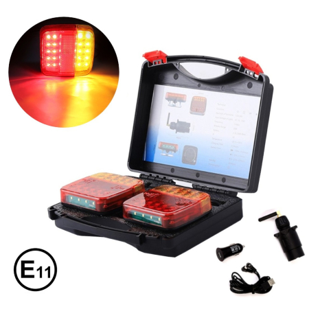 Accesorii Remorca - Set Lampi  LED  Wireless, 5 functii, Pentru Remorca Magnetica Fara Fir 12V-24V