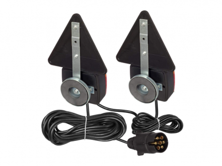 Set lampi magnetice cu triunghiuri reflectorizante pentru remorca, fisa 7 pini, cablu 2,5m, cablu fisa 7,5 m [2]