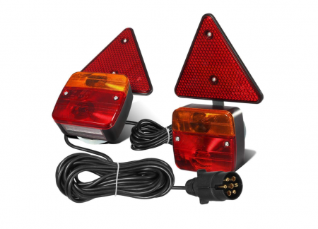 Set lampi magnetice cu triunghiuri reflectorizante pentru remorca, fisa 7 pini, cablu 2,5m, cablu fisa 7,5 m [6]