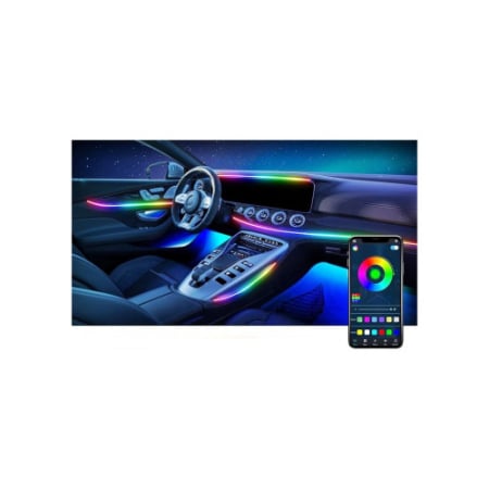 Benzi LED - Set lumini ambientale LED RGB digital magic color 18 piese cu aplicatie BTT