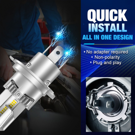 Set becuri  mini LED E4P H4, 12V, 50W,15000lm, 6500K, Canbus [7]