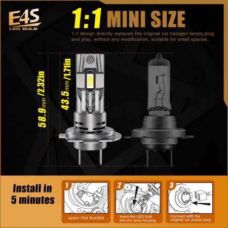Set mini led becuri H7 H18, 12V, 50W, 15000lm, 6500K, Canbus [1]