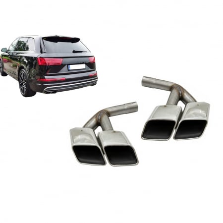 Ornament toba - Set Ornamente de toba compatibil Audi Q7 2016-2019 -Argintiu