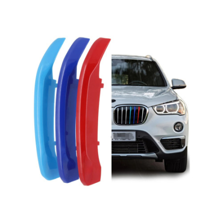 Accesorii pentru exterior - Set ornamente dungi grila fata auto compatibile BMW X1 VFL F48 2015-06/2019