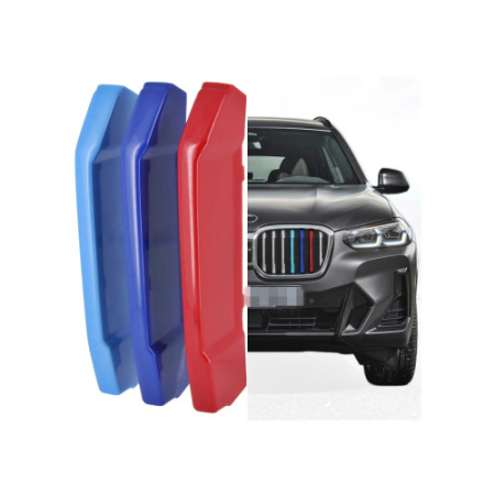 Accesorii pentru exterior - Set ornamente dungi grila fata auto compatibile BMW X3 G01 LCI 2021-2024