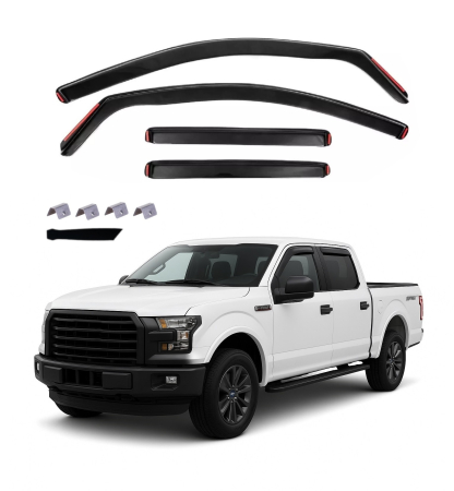 Paravanturi - Set  Paravanturi auto de vant pentru geamuri fata si spate pentru FORD F150 SuperCrew / Crew Cab 4 usi 2015-2024