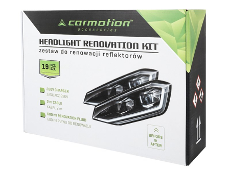Alte accesorii - Set pentru reconditionarea farurilor cu polimer lichid 600 ml, 19 piese - Carmotion