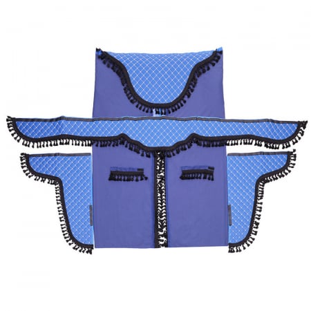 Perdelute auto - Set Perdele Cabina Camion, Universale, Velur, Albastru-Negru