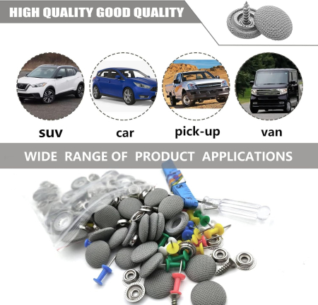 Set repararea plafonului auto, fixare tapiterie plafon lasata, cu suruburi, ace, surubelnita si ruleta, Universal, Gri [5]