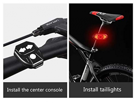 Set semnalizator Bicicleta, Incluse claxon, Incarcare USB, 5 moduri de lumina, IP65 Rezistent la Apa si Praf, Usor de Instalat - Negru [6]