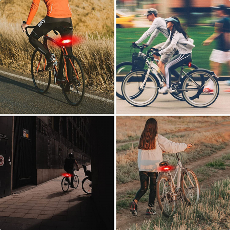 Set semnalizator Bicicleta, Incluse claxon, Incarcare USB, 5 moduri de lumina, IP65 Rezistent la Apa si Praf, Usor de Instalat - Negru [12]
