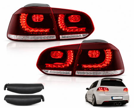 Noutati Real Auto - Set stopuri GTI FULL LED pentru Volkswagen Golf 6 VI MK6 Hatchback 2008-2013, GTI R20, semnalizare dinamica, Rosu