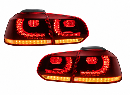 Set stopuri GTI FULL LED pentru Volkswagen Golf 6 VI MK6 Hatchback 2008-2013, GTI R20, semnalizare dinamica, Rosu [1]