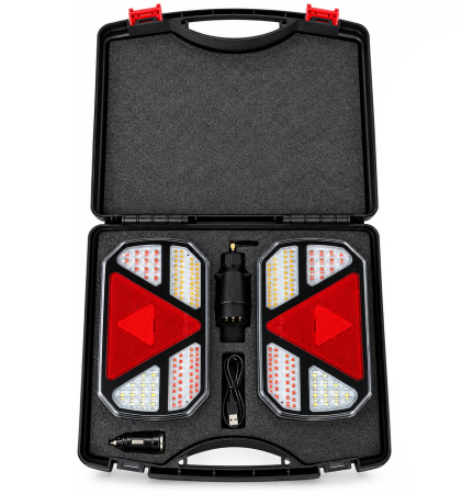 Set Stopuri LED Wireless Magnetice Remorca Rulota Platforma, 12V-24V, 5 Functii, Semnalizare Dinamica, 7 Pini, E-Mark E57, IP65, Valiza [2]