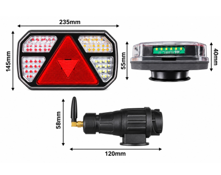 Set Stopuri LED Wireless Magnetice Remorca Rulota Platforma, 12V-24V, 5 Functii, Semnalizare Dinamica, 7 Pini, E-Mark E57, IP65, Valiza [6]