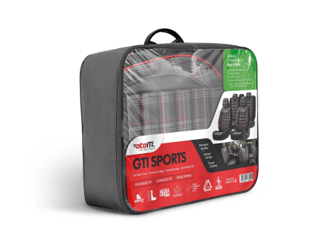 Set huse scaune auto textil cu piele ecologica GTI SPORTS Design - Neagra cu cusatura gri, pentru scaune fata si spate [6]