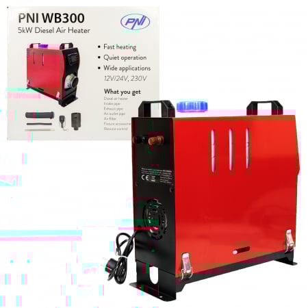 Sirocou incalzitor - Sistem de incalzire auto stationara PNI WB300 Diesel 5kW 12V, 24V, 230V, 10 niveluri de putere sirocou
