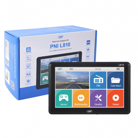 Navigatii Android si Playere auto - Sistem De Navigatie Gps Pni L810 Ecran 7 Inch, 800 Mhz, 256Mb Ddr, 8Gb Memorie Interna, Fm Transmitter