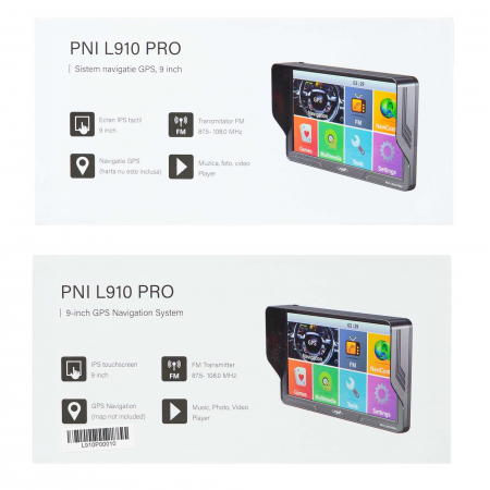 Sistem de navigatie GPS PNI L910 PRO cu parasolar, 9 inch, 800 MHz, 512MB DDR, 16GB memorie interna, FM transmitter, negru [12]