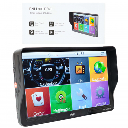 Sistem de navigatie GPS PNI L910 PRO cu parasolar, 9 inch, 800 MHz, 512MB DDR, 16GB memorie interna, FM transmitter, negru [6]