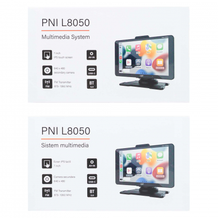 Sistem multimedia auto PNI L8050 cu ecran de 7 inch, Apple Carplay si Android Auto, Android/iPhone mirroring, FM transmitter, camera video mers inapoi inclusa [14]