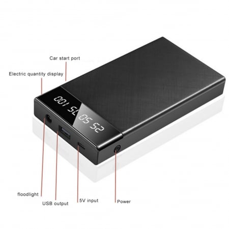 Starter Auto Multifunctional 1000A, Redresor Auto, Jump Starter Booster Portabil, 10000mah De 12V, Robot De Pornire Auto - Negru [4]