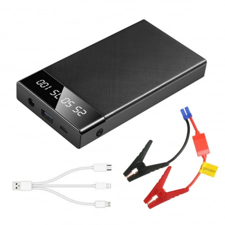 Starter Auto Multifunctional 1000A, Redresor Auto, Jump Starter Booster Portabil, 10000mah De 12V, Robot De Pornire Auto - Negru [1]