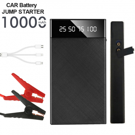 Noutati Flexzon - Starter Auto Multifunctional 1000A, Redresor Auto, Jump Starter Booster Portabil, 10000mah De 12V, Robot De Pornire Auto - Negru