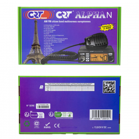 Statie radio CB CRT Alpha N ASQ, 4W, NRC, Echo, RF Gain, Roger Beep, display color, 12V-24V [8]