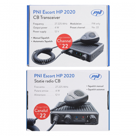 Statie radio CB PNI Escort HP 2020 un singur canal 22 frecventa 27.225 MHz, fara zgomot, probabil cea mai silentioasa statie. [12]