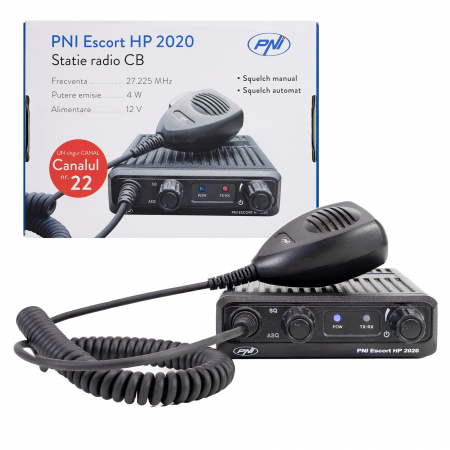 Statie radio CB PNI Escort HP 2020 un singur canal 22 frecventa 27.225 MHz, fara zgomot, probabil cea mai silentioasa statie. [11]