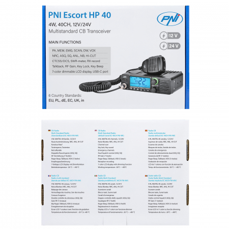 Statie radio CB PNI Escort HP 40 multistandard, 4W, AM, FM, 12-24V, ASQ, RF Gain [2]
