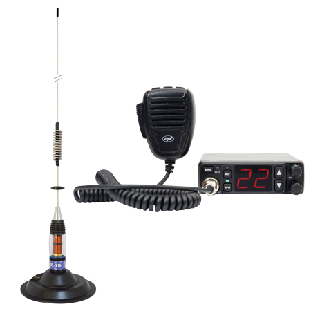 Electronice si electrice auto - Statie radio CB PNI Escort HP 5500 cu antena CB PNI ML70, 70cm, cu baza magnetica 145mm inclusa