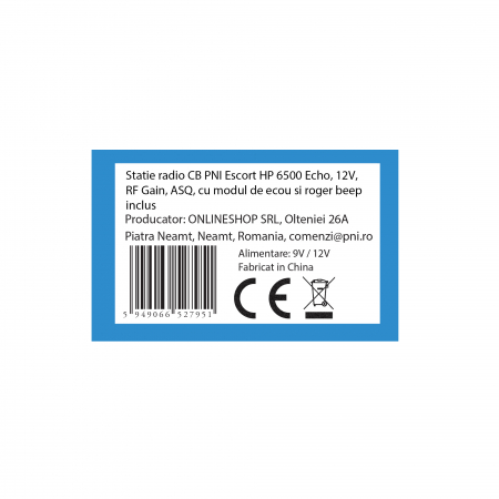 Statie radio CB PNI Escort HP 6500 Echo, 12V, RF Gain, ASQ, cu modul de ecou si roger beep inclus [14]
